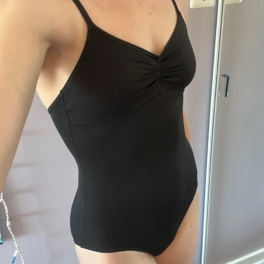Black leotard with low back/ruched bust detailing 🎀 balletcore ballerinacore 🎀